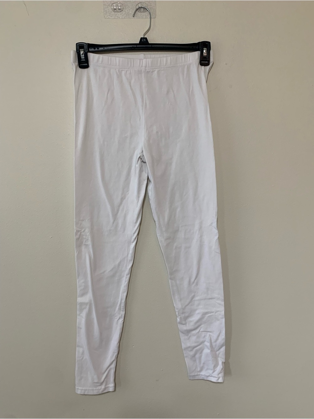 White Cotton Leggings Elastic Waistband Women’s Large